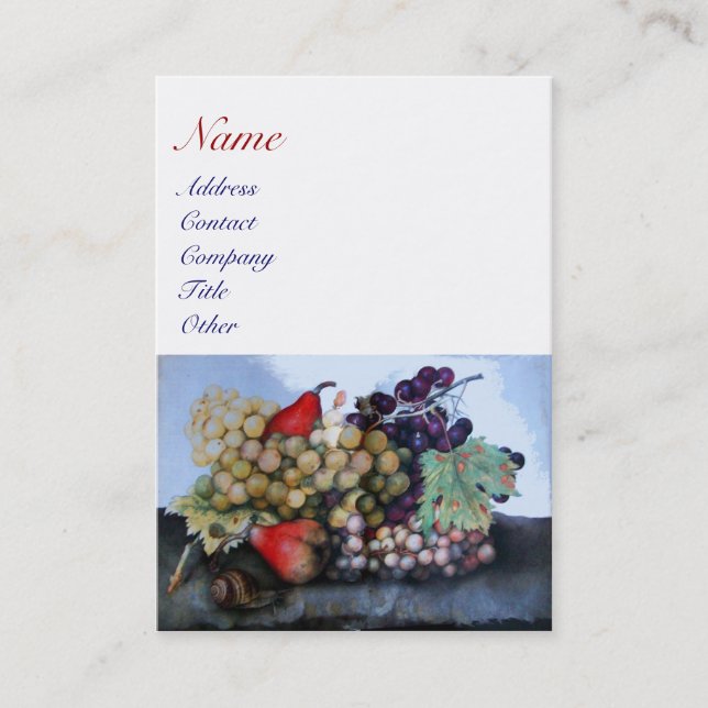 CARTE DE VISITE FRUITS DE SAISON 1 - RAISONS ET PEARS (Devant)