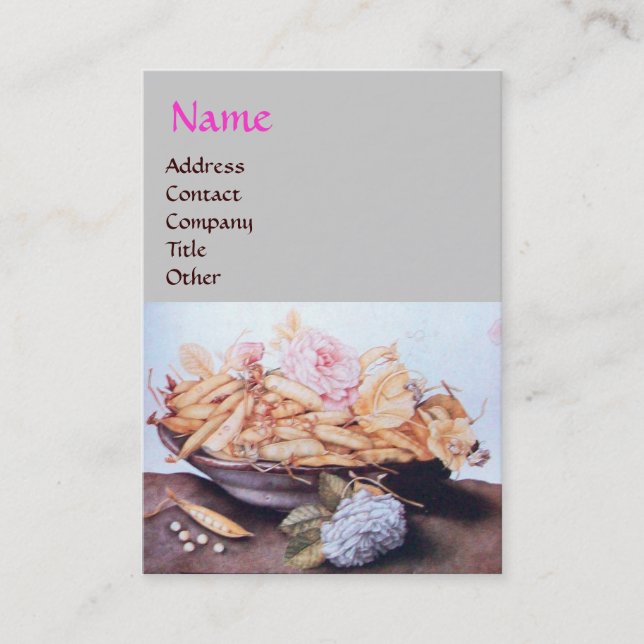 CARTE DE VISITE FRUITS DE SAISON 6 - HARICOTS ET ROSE (Devant)