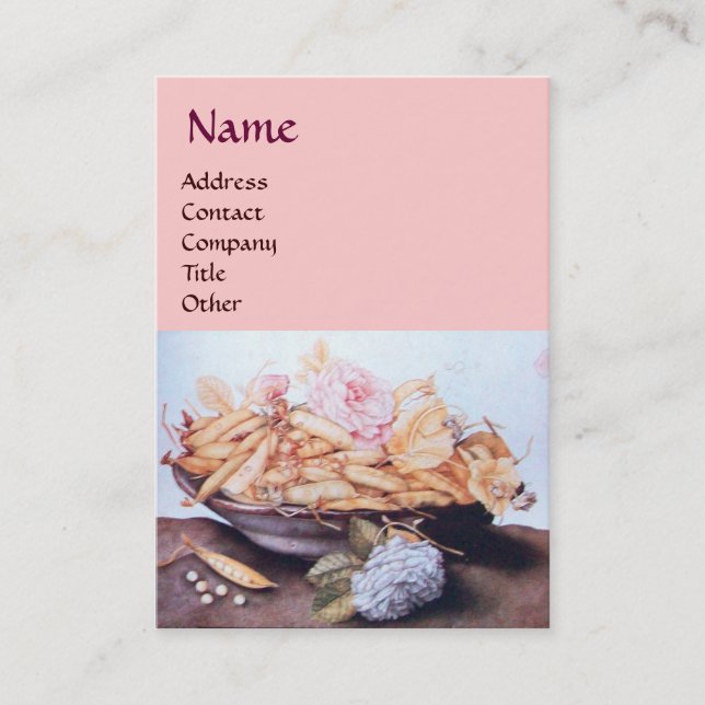 CARTE DE VISITE FRUITS DE SAISON 6 - HARICOTS ET ROSE (Devant)