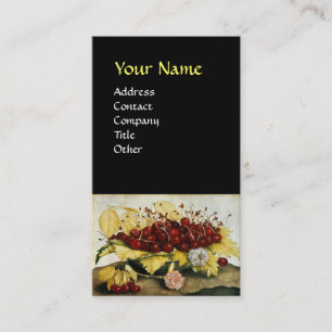 CARTE DE VISITE FRUITS DE SAISON / CHERRIES ET CARNATIONS