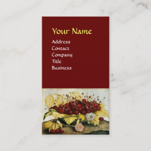 Carte De Visite FRUITS DE SAISON / CHERRIES ET CARNATIONS, Rouge