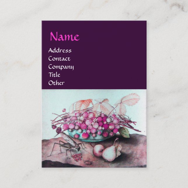 CARTE DE VISITE FRUITS DE SAISON /FRAISES, PEARS (Devant)