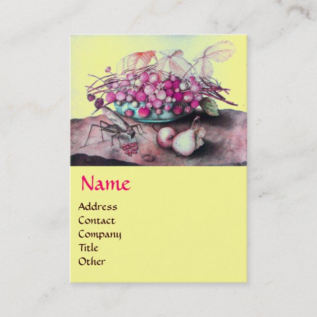 Carte De Visite FRUITS DE SAISON /FRAISES, PEARS Pink Yellow (Devant)