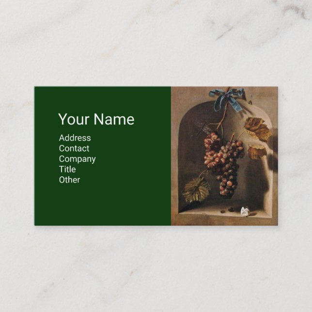 Carte De Visite FRUITS DE SAISON HANGED GRAPES Rustic Green Brown (Devant)