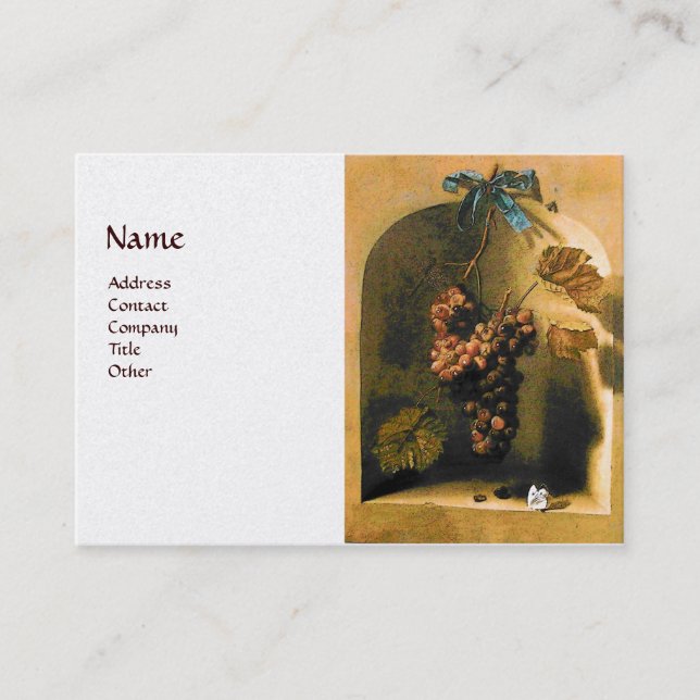 Carte De Visite FRUITS DE SAISON HANGED GRAPES RUSTIQUE Brown Blan (Devant)