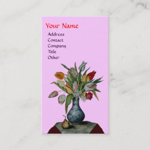 Carte De Visite FRUITS DE SAISON - MONOGRAMME DE TULIPS COLORÉ, ro