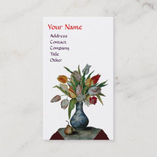Carte De Visite FRUITS DE SAISON - TULIPES COLORÉES  MONOGRAMME bl