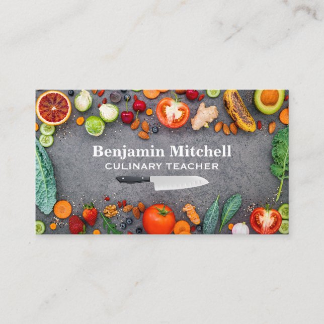 Carte De Visite Fruits et légumes sur la table (Devant)