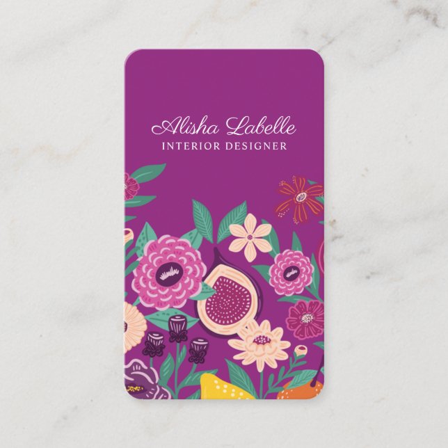 Carte De Visite Fruits tropicaux et rose botanique Fleur sauvage (Devant)