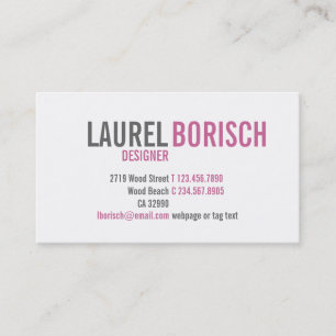 Carte de visite fuchsia blanc Girly moderne