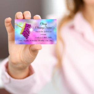 Carte De Visite Fuchsia chic BluePink d'or de domestique de