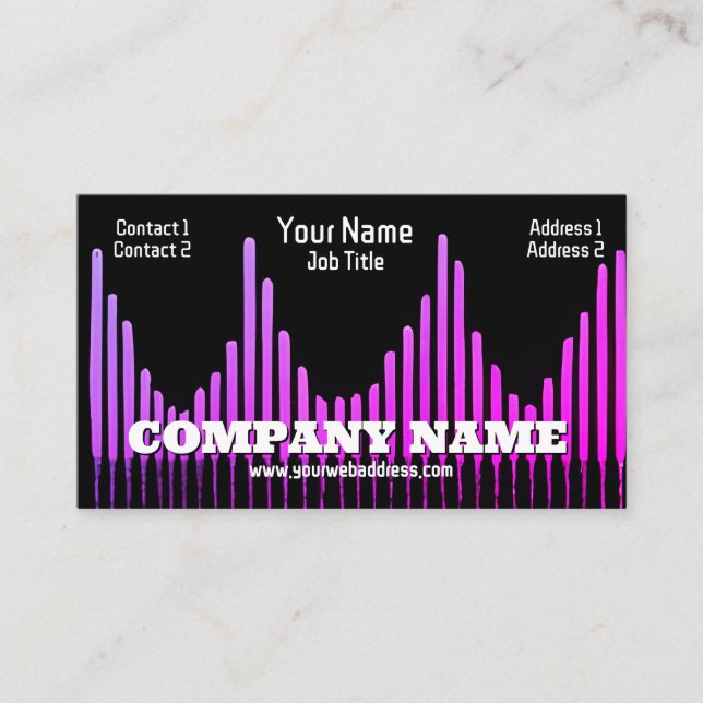 Carte De Visite Fuchsia Equalizer Bars Waves Audio Sound DJ (Devant)