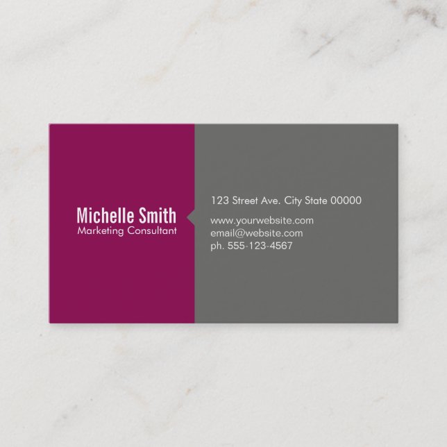 Carte De Visite Fuchsia & Grey (Devant)