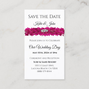 Carte De Visite Fuchsia Orchidées sur White-Save the Date- Magnet