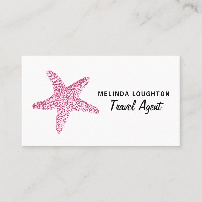 Carte De Visite Fuchsia Pink Beach Starfish, Voyage et tourisme (Devant)