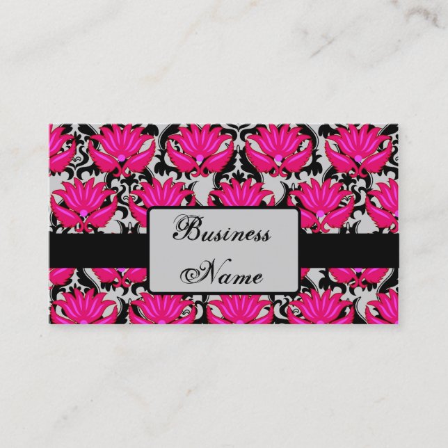 Carte De Visite Fuchsia rose noir gris parisien Damas Graphique (Devant)