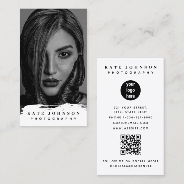 Carte De Visite Full Photo Modern Photography Business Logo  (Devant / Derrière)