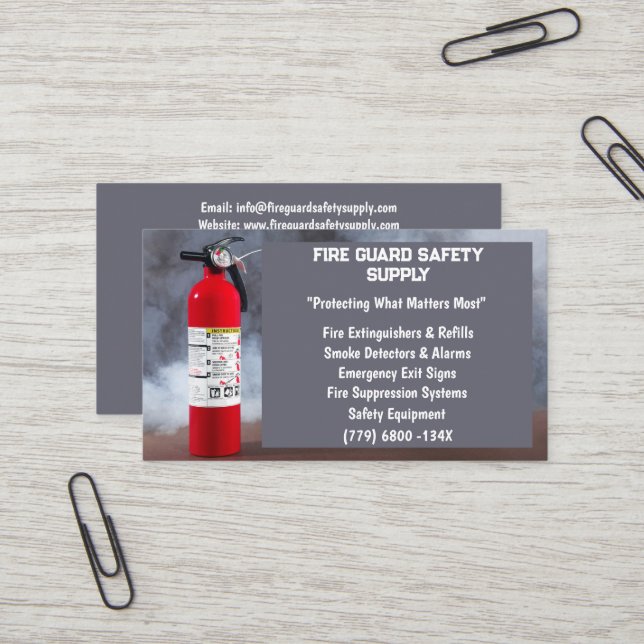 Carte De Visite Fumée et feu rouge Extincteur sécurité incendie (Devant/Arrière en situation)