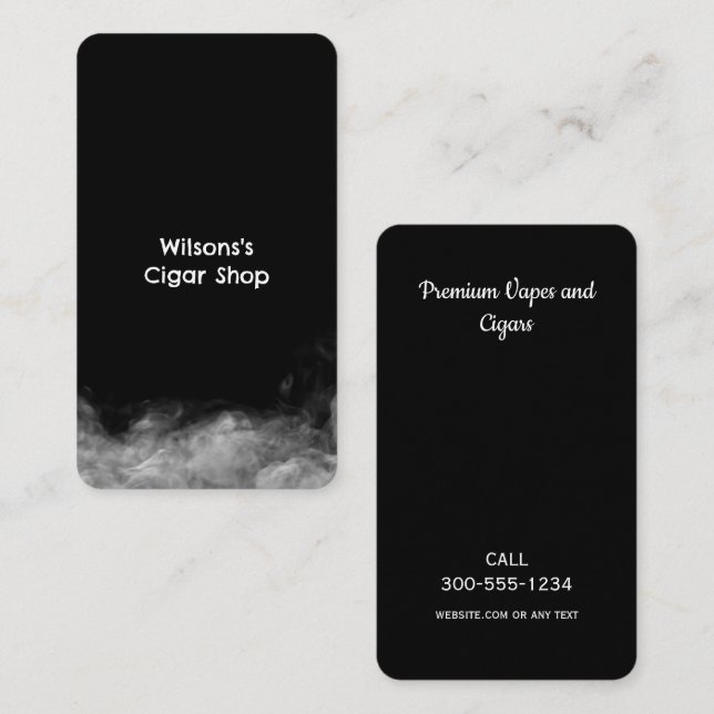 Carte De Visite Fumer Boutique Vape Noir (Devant / Derrière)