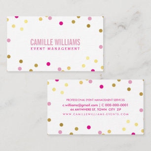 Carte De Visite FUN BOLD COLORÉ confetti cool or rose bleu