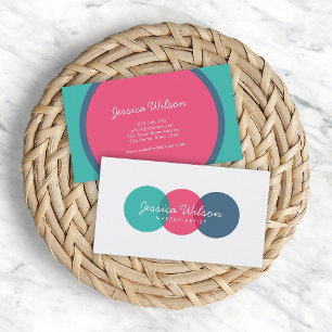 Carte De Visite Fun Coloré Moderne Overlap Cercles Turquoise Rose
