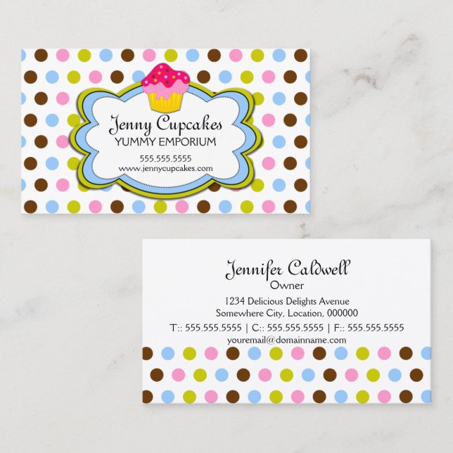 Carte De Visite Fun Cupcake Bakery (Devant / Derrière)