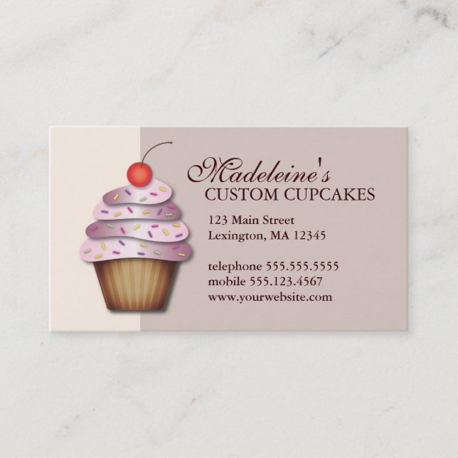 Carte de visite Fun Cupcake Custom Bakery (Devant)