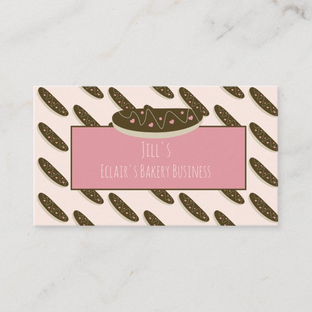Carte De Visite Fun Eclair Donuts Hearts Pink Bakery (Devant)