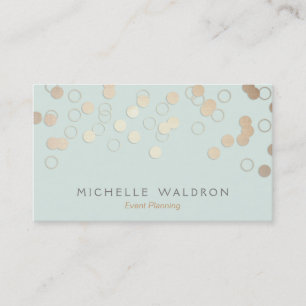 Carte De Visite Fun Festif Gold Confetti Event Planner Light Blue