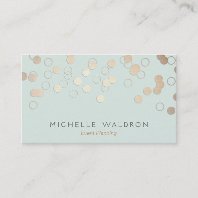 Carte De Visite Fun Festif Gold Confetti Event Planner Light Blue (Devant)