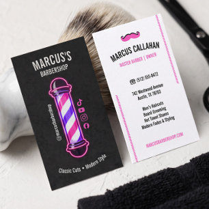 Carte De Visite Fun Reto Neon Men Coiffeur Enseigne Salon Coiffure