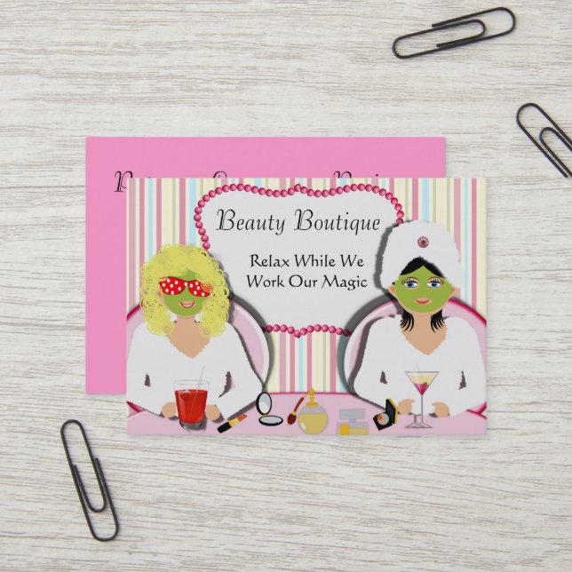 Carte De Visite Fun Salon de beauté Spa de santé (Devant/Arrière en situation)