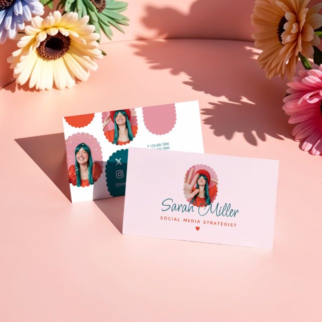 Carte De Visite Fun & Trendy Social Media Girly Photo Cadres (Fun & Trendy Social Media Girly Photo Frames Business Card)