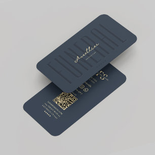 Carte De Visite Funérailles morticiennes Monogramme bleu foncé mod