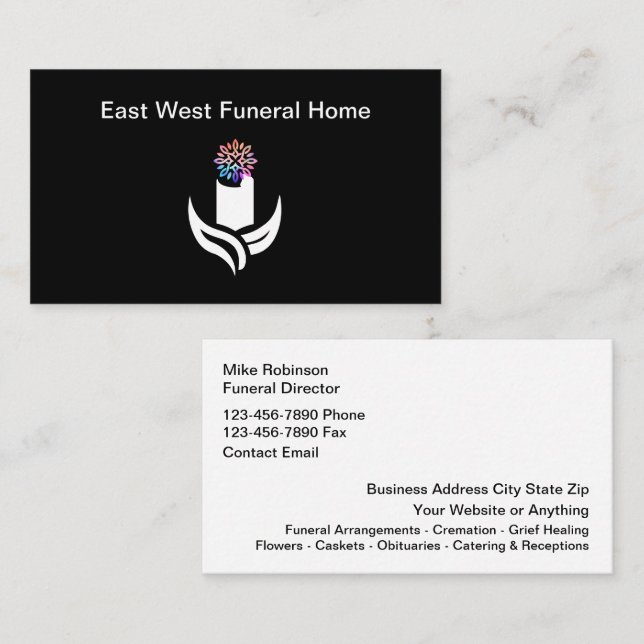 Carte De Visite Funeral Home Cremation Services New (Devant / Derrière)