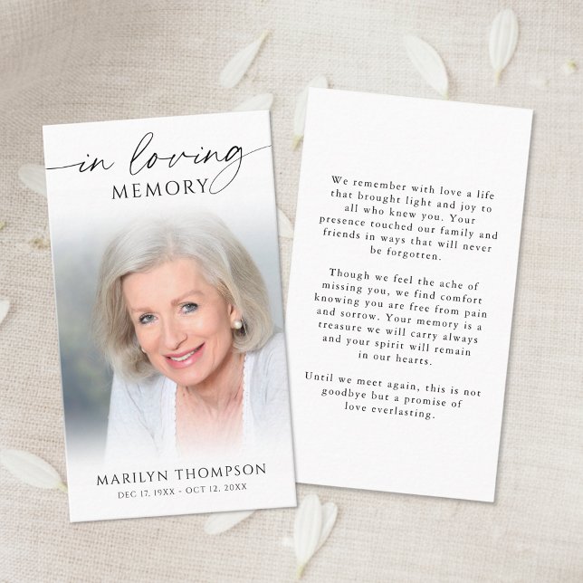 Carte De Visite Funeral In Loving Memory Photo Prayer Card (Créateur téléchargé)