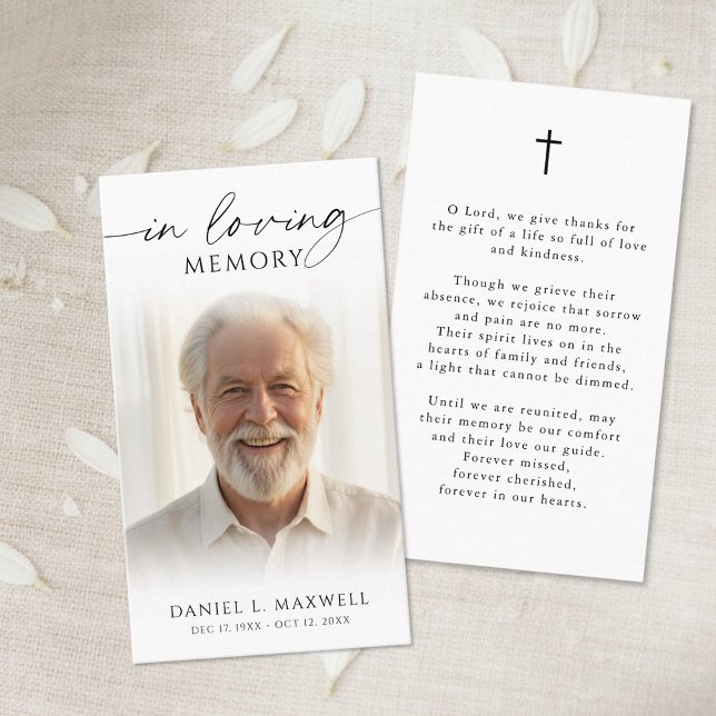 Carte De Visite Funeral Photo Cross In Loving Memory Prayer Card (Créateur téléchargé)