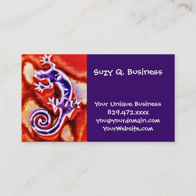 Carte De Visite Funky bleu violet orange Lizard Gecko Sud-Ouest (Devant)