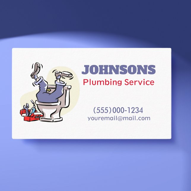 Carte De Visite Funky Cartoon Plumber Entrepreneur Service de plom (Créateur téléchargé)