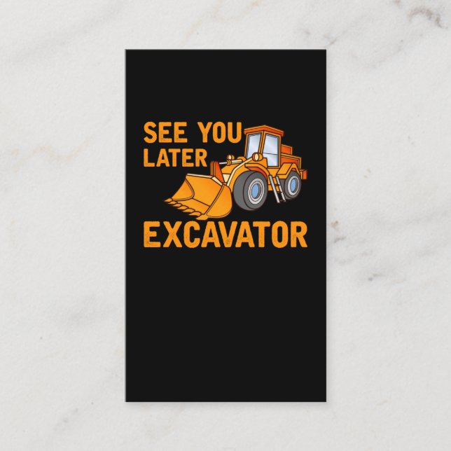 Carte De Visite Funky Construction Excavator Dit Garçons Toddler (Devant)