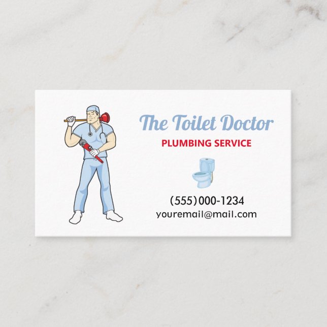 Carte De Visite Funky Plumber Doctor Contractor Plumbing Service (Devant)