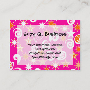 Carte De Visite Funky Rose Orange Stars Étoiles Fun Motif