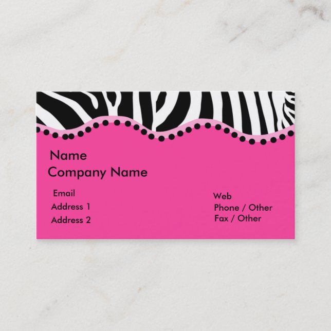 Carte de visite funky zèbre (Devant)