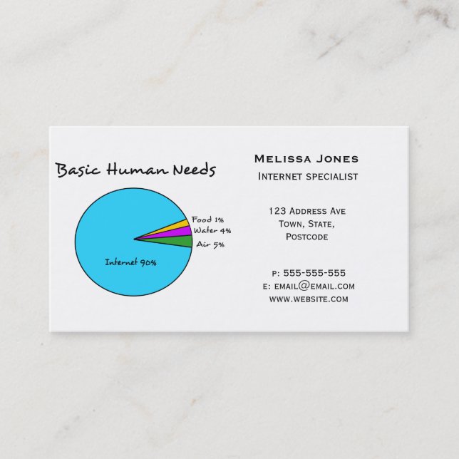 Carte De Visite Funny Basic Human Needs for computer (Devant)