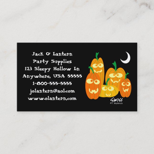 Carte De Visite Funny Citrouille Halloween Costumes Shop (Devant)