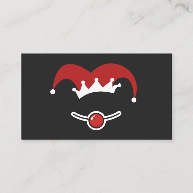 Carte De Visite Funny Clown Casquette & Nez Red Black Magician Cir (Devant)