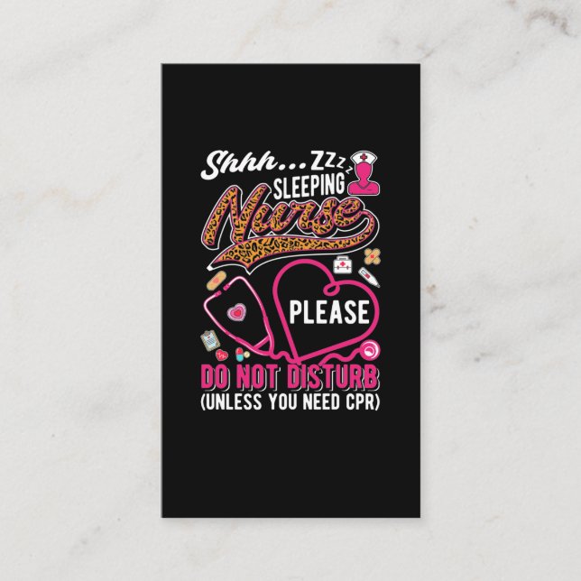 Carte De Visite Funny CPR Nurse Leopard Print RN Medical Worker (Devant)