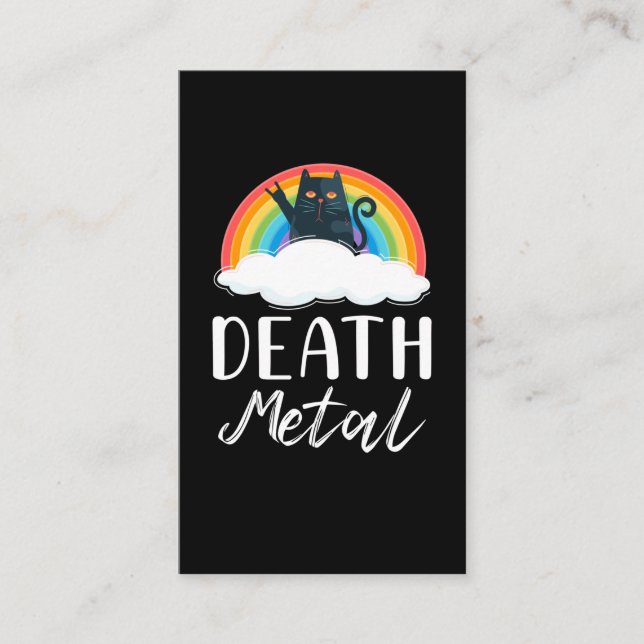 Carte De Visite Funny Heavy Death Metal Chat Rainbow Rock Music (Devant)