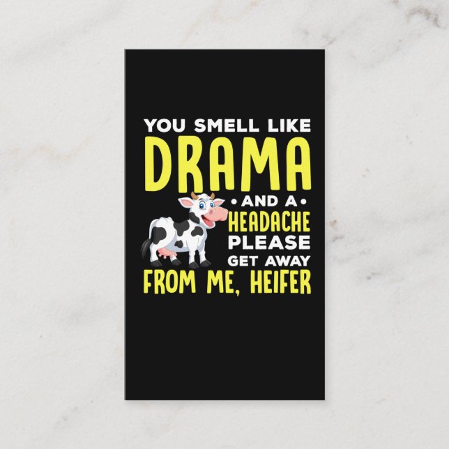 Carte De Visite Funny Heifer Humour Sarcastic People Drame (Devant)