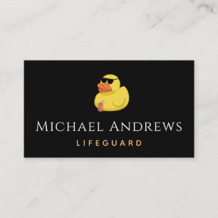 Carte De Visite Funny Jaune Canard & Cocktail Lifeguard Beach Thèm